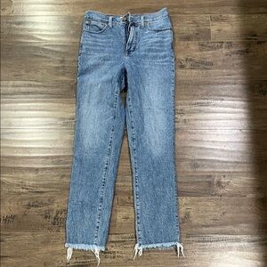 Madewell the perfect vintage Jean distressed hem in medium wash 27 TALL